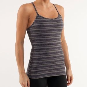 Lululemon Gray Striped Power Y Tank
